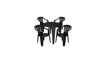 Jogo Mesa Plast Mor Preta (mesa+4cadeiras)