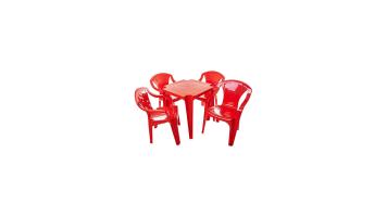 Jogo Mesa Plast Mor Vermelho (mesa+4cadeiras)