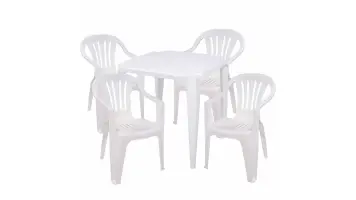 Jogo Mesa Plast Mor Branco (mesa+4cadeiras)